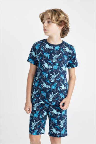 Boy Dinosaur Printed Short Sleeve 2 Piece Pajama Set