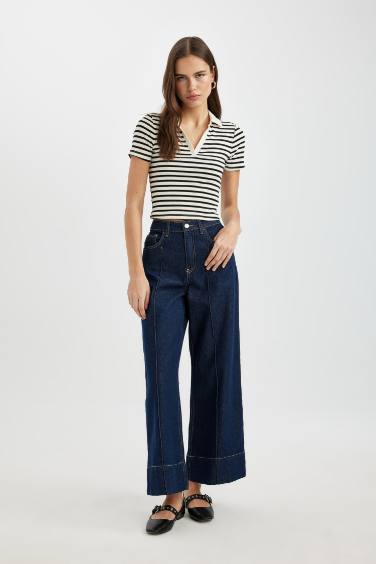 T-Shirt Polo à Manches Courtes Coupe Slim rayé Col Polo