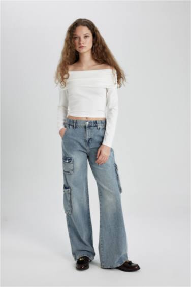 Slim Fit Off Shoulder Long Sleeve T-Shirt