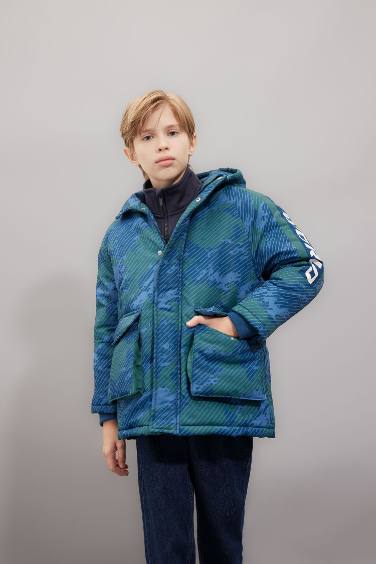 Boy Waterproof Hooded Long Jacket