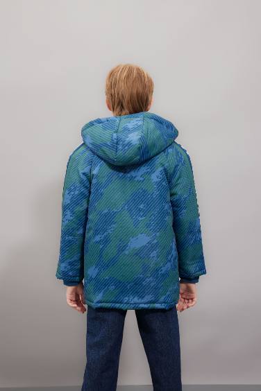 قمصلة نفخ ولادي مقاوم للماء بغطاء للرأس بجيب وسحاب