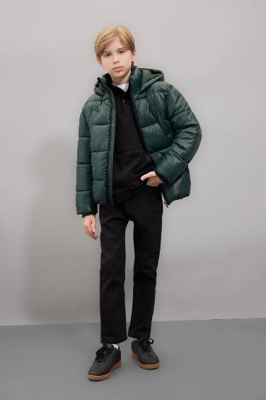 قمصلة نفخ ولادي مقاوم للماء بغطاء للرأس بجيب وسحاب