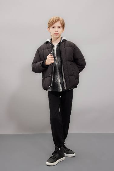 Boy Removable Hooded Zippered Waterproof Puffer Jacket