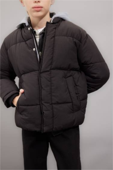 Boy Removable Hooded Zippered Waterproof Puffer Jacket