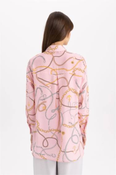 Relax Fit Patterned Basic Long Sleeve Shirt Tunic