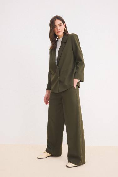 Wide Leg Elastic Waist Laced Basic Trousers