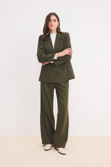 Wide Leg Geniş Paça Beli Lastikli Bağcıklı Basic Düz Palazzo Pantolon