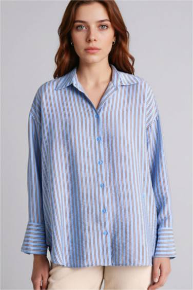 Relax Fıt Çizgili Gömlek Tunik