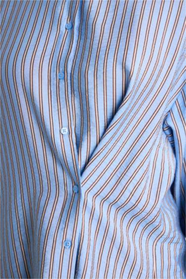 Relax Fıt Çizgili Gömlek Tunik - Görsel 5