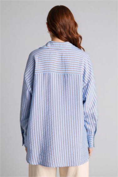 Relax Fıt Çizgili Gömlek Tunik - Görsel 6