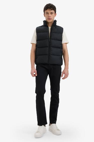 Su İtici Slim Fit Dar Kesim Dik Yaka Astarlı Fermuarlı Cepli Mevsimlik Baharlık Şişme Yelek
