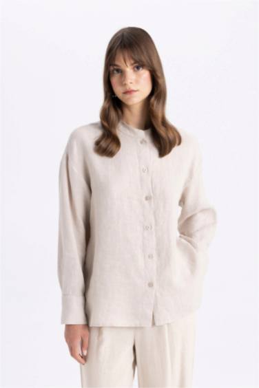 Relax Fit Long Sleeve Shirt Linen Tunic