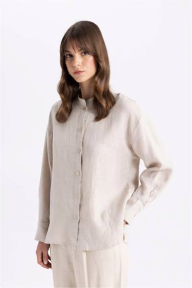 Relax Fit Long Sleeve Shirt Linen Tunic