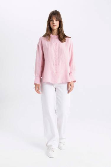 Relax Fit Long Sleeve Shirt Linen Tunic