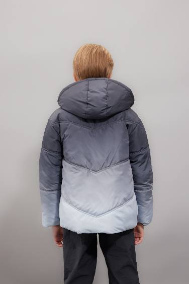 Erkek Çocuk Su Geçirmez Çift Taraflı Kapüşonlu Şişme Mont