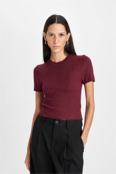 Pull court en tricot à col rond