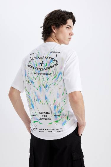 Comfort Fit Crew Neck Back Printed T-Shirt