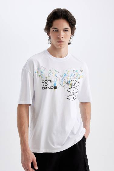 Comfort Fit Crew Neck Back Printed T-Shirt