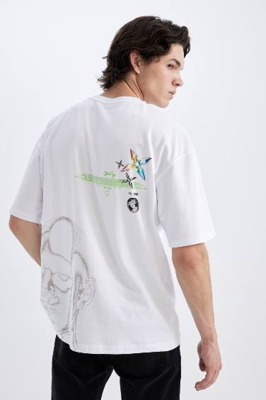 Oversize Fit Crew Neck Back Printed T-Shirt