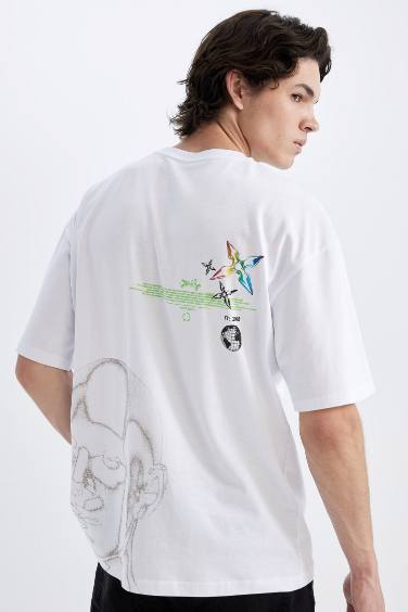 Oversize Fit Crew Neck Back Printed T-Shirt