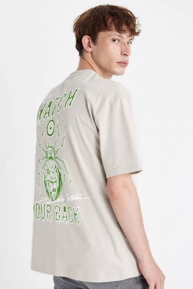 T-Shirt Oversize Manches Courtes Col Rond Imprimé Dos