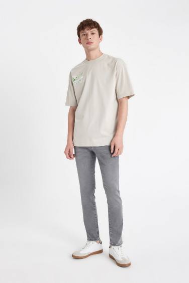 Oversize Fit Crew Neck Back Printed T-Shirt