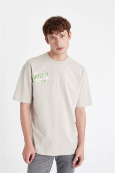 Oversize Fit Crew Neck Back Printed T-Shirt