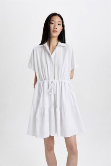 Shirt Collar Poplin Mini Dress