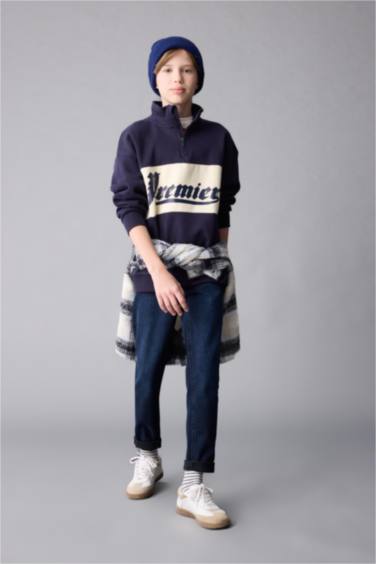 Erkek Çocuk Slim Fit Dar Kesim Düz Paça Cepli Jean Pantolon