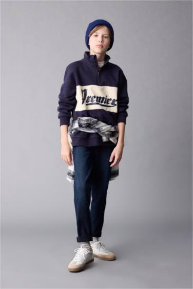 Erkek Çocuk Slim Fit Dar Kesim Düz Paça Cepli Jean Pantolon