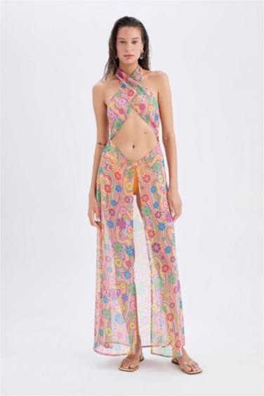 Regular Fit Printed Chiffon Beachwear