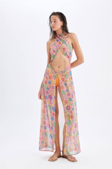 Regular Fit Printed Chiffon Beachwear