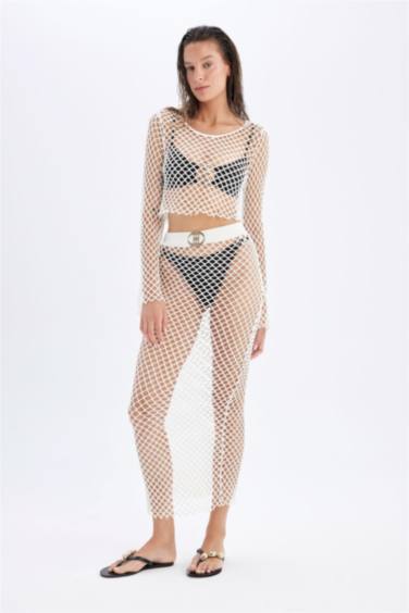 تنورة بحر طويل شبكي قصة عادية من Declara x DeFacto