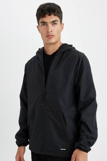 Imperméable à Capuche fin noir à Coupe slim