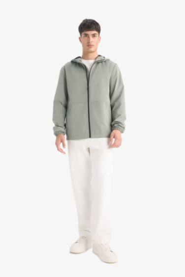 Su İtici Slim Fit Dar Kesim File Astarlı Kapüşonlu Fermuarlı Mevsimlik Baharlık Yağmurluk Mont