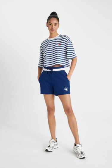 DeFactoFit Crew Neck Striped Crop Top T-Shirt