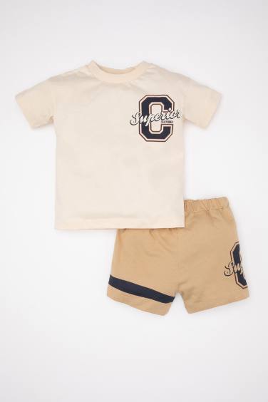 Baby Boy Crew Neck Printed T-Shirt Shorts 2 Piece Set