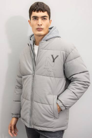 Hooded Zippered Puffer Jacket