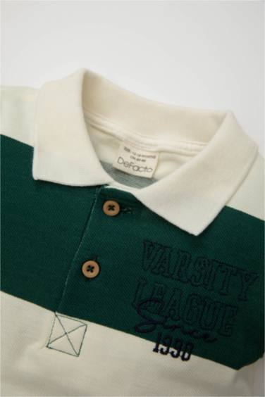 تيشيرت بولو بيبي اولادي نص كم بطبعة شعار قصة عادية