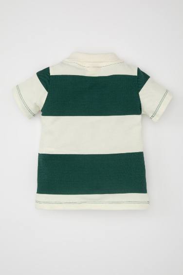 تيشيرت بولو بيبي اولادي نص كم بطبعة شعار قصة عادية