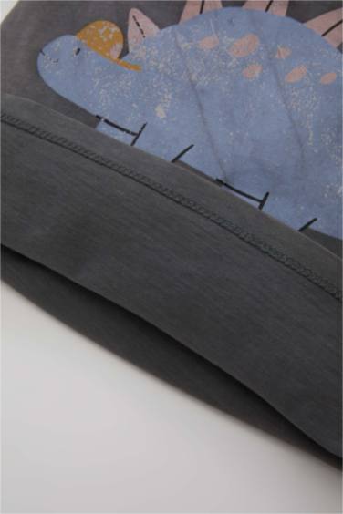 طقم بيبي اولادي شورت وتيشيرت بطبعة ديناصور قصة عادية - قطعتين