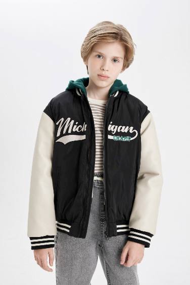 Boy Bomber Collar Puffer Jacket