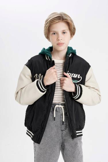 Boy Bomber Collar Puffer Jacket