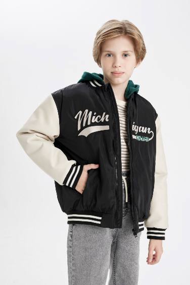 Boy Bomber Collar Puffer Jacket