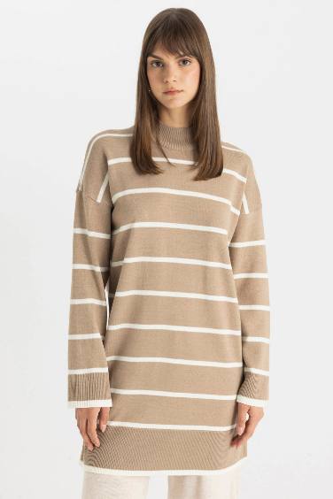 Regular Fit Crew Neck Striped Tunic