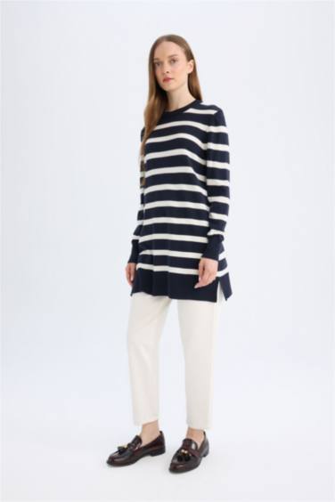 Regular Fit Crew Neck Striped Tunic