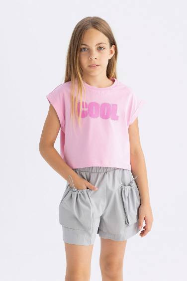 Girl Crew Neck Printed Short Sleeve T-Shirt