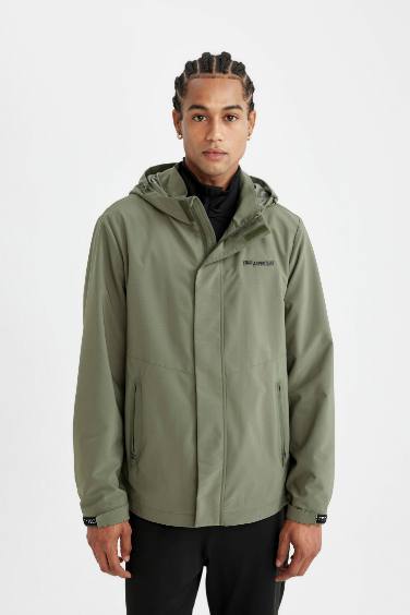 DeFactoFit Su İtici Regular Fit Polar Kapüşonlu Fermuarlı Yağmurluk