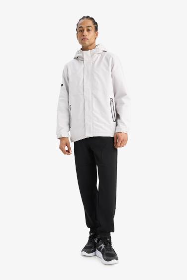 DeFactoFit Su İtici Regular Fit Polar Kapüşonlu Fermuarlı Yağmurluk