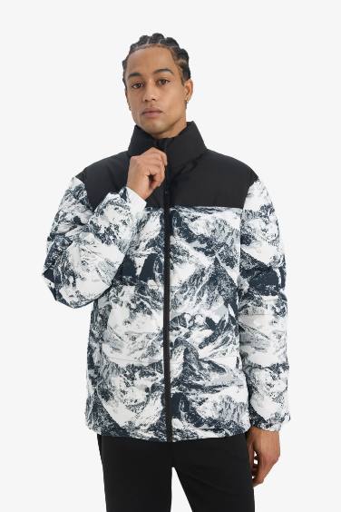 جاكيت بامب وتر بروف شتوي مطبوع اوفر سايز من DeFacotFit